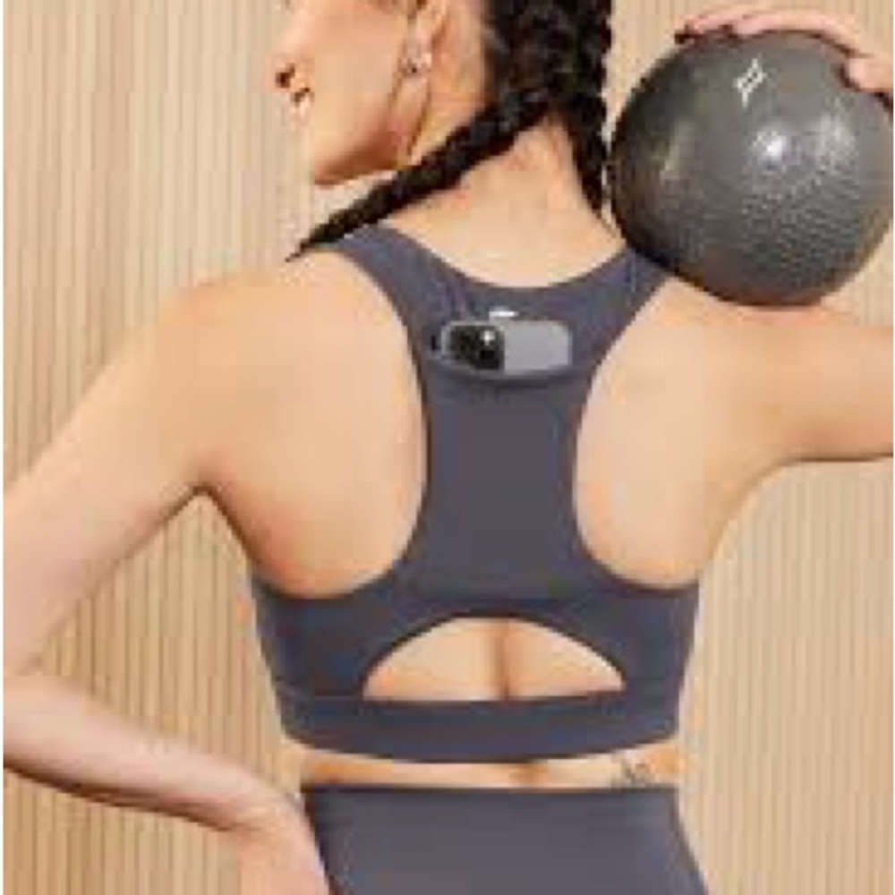 Fabletics Black Sports Bra with Phone Pocket - Picture 4 of 4